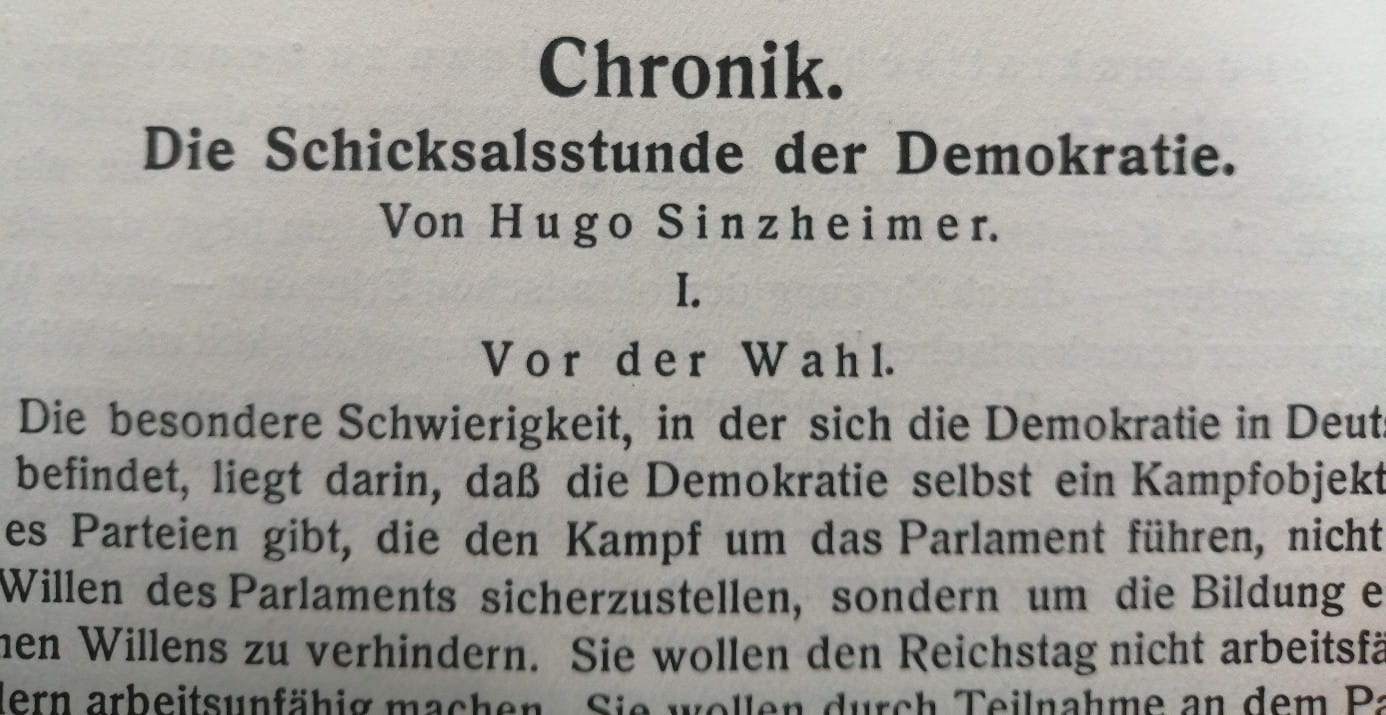 Chronik. Die Schicksalsstunde der Demokratie.